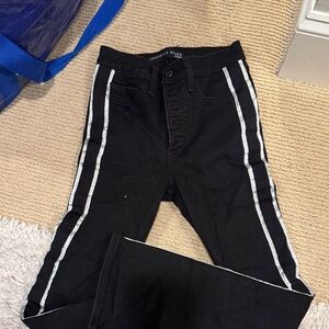 Veronica Beard Black Jeans with Dual White Stripes